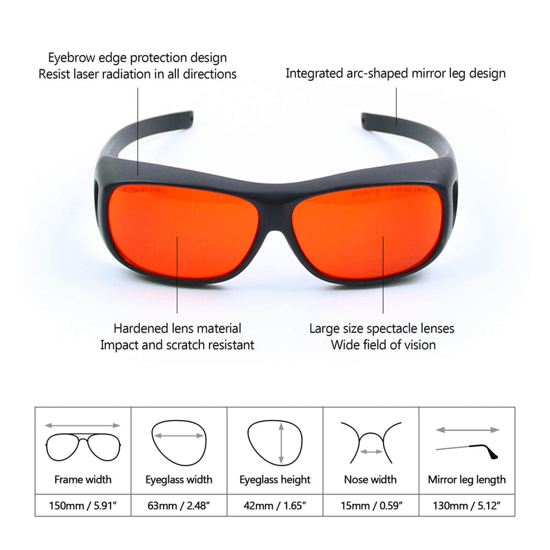 JILERWEAR 190nm-540nm professional laser protective eyewear, can be used for laser engraving, beauty spot removal Medium-red
