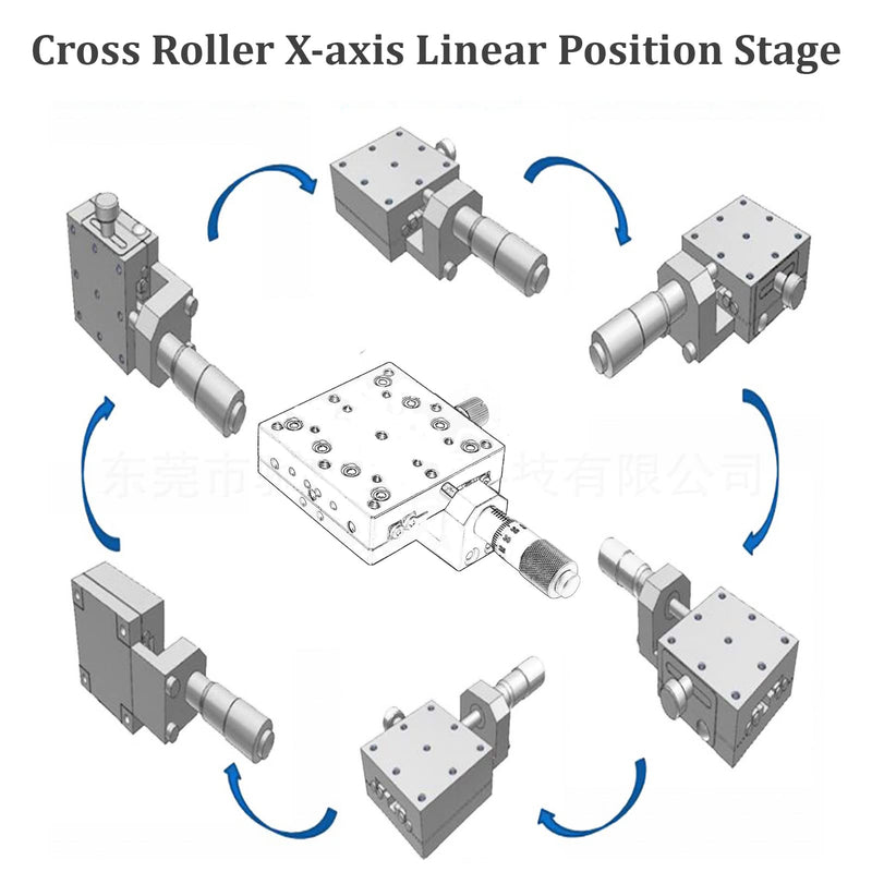 SEMX60-AC Manual Linear Stage,Cross Roller X Axis Micrometer Fine Tuning Slide Table,60x60mm Precision Optical Trimming Station,for Precision Inspection,Equipment Positioning