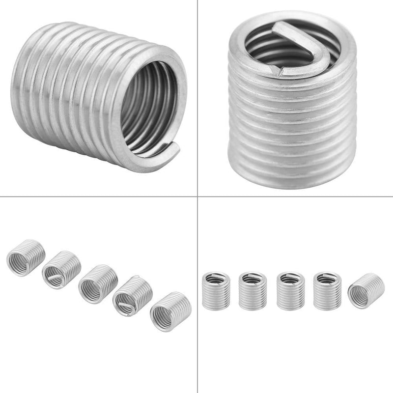 100pcs Stainless Steel SS304 Coiled Wire Helical Screw Thread Inserts M8 x 1.25 x 2D Length for Helical Repair