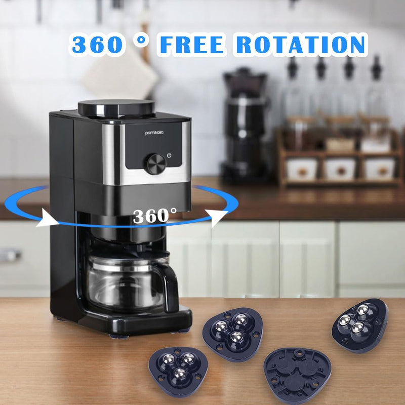 8Pcs Mini Caster Wheels for Small Kitchen Appliances Rollers, 360°Rotation Self Adhesive Caster Wheels, Mini Swivel Wheels, Stainless Steel Rollers Universal Wheel for Coffee Maker,Storage Bins,Black Black