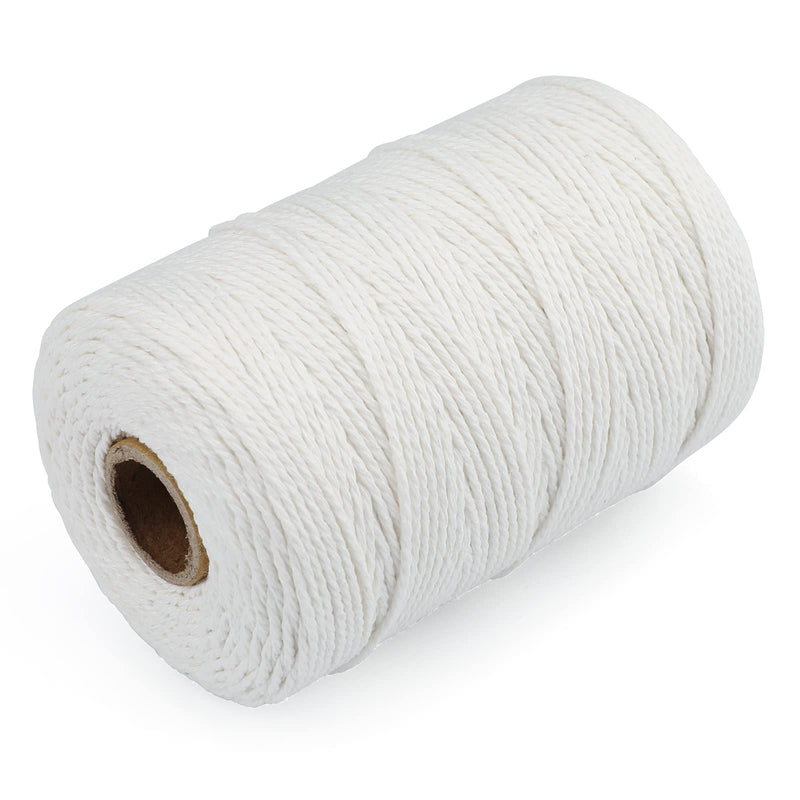 G2PLUS White String,2MM White Cotton String,656Feet Cotton Bakers Twine String for DIY Art&Crafts,Gift Wrapping,Gardening,Macrame,Meat and Roasting(200M/218Yard,12Ply White Twine String) Pure White 2MM 656ft