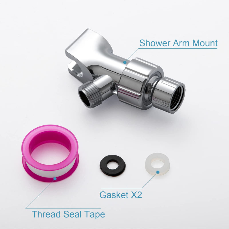 OFFO Shower Head Holder for Handheld Shower Head, Adjustable Shower Arm Mount for Connecting Shower Arm and Shower Hose, 1/2 Inch IPS Female Inlet and Male Outlet, Chrome Finish Acrylonitrile Butadiene Styrene (ABS)