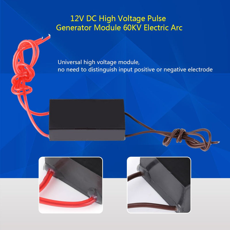 DC 12V High Voltage Pulse Generator 60KV Super Arc Ignition Coil Module, for High Voltage Power Source in High School Science Experiment