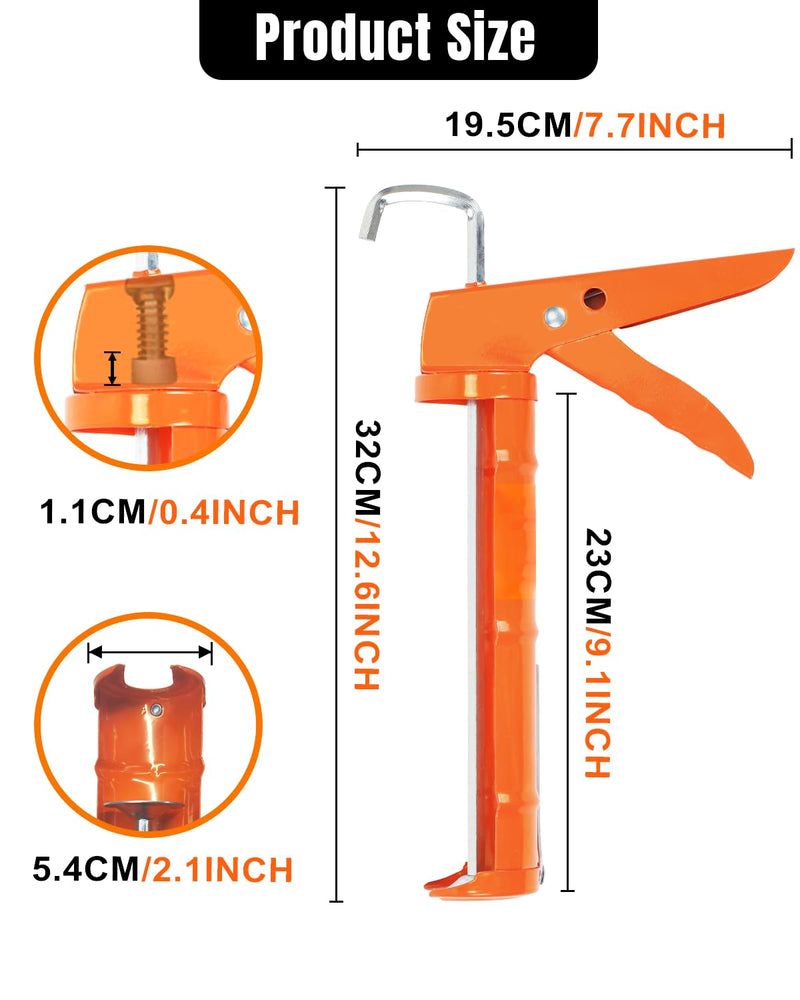 Holothurian Caulking Gun, Caulk Gun No Drip,Sealant Finishing Tool Grout Scraper for Kitchen Bathroom Window Sink Joint, 1/10 Gallon Cartridge, 10:1 Thrust Ratio 10:1 Thrust Ratio | 1 Pack