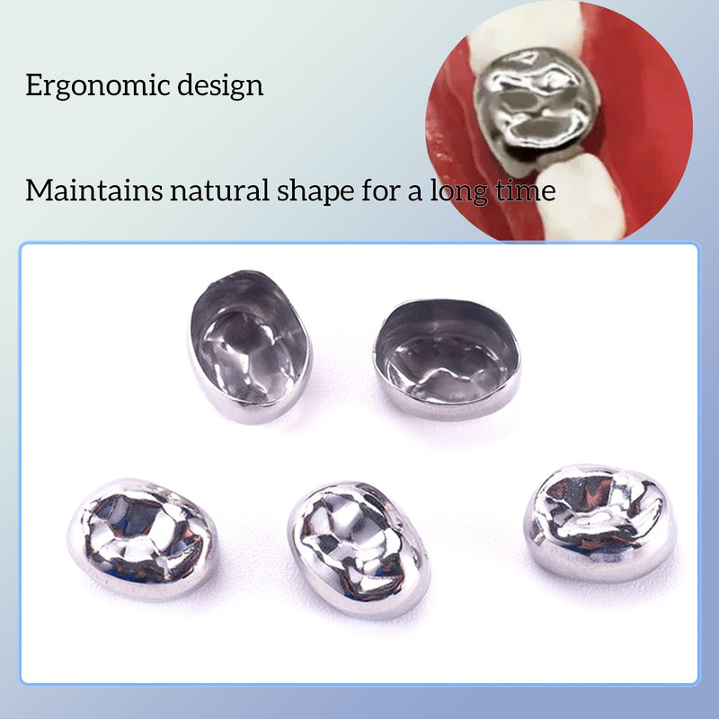 Dental Molar Metal Crowns Stainless Steel Chewing Function Dental Primary Metal Crowns Pack of 5(DUR4) DUR4