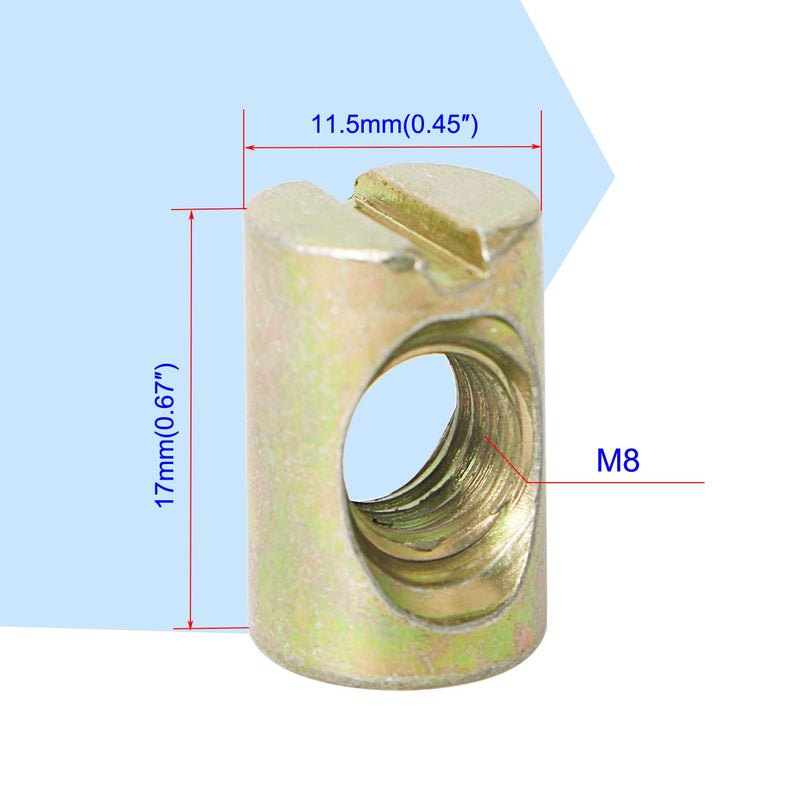 Aopin Barrel Nuts Cross Dowels Slotted Nuts for Furniture Beds Crib Chairs, M8 x 17mm, 30Pcs