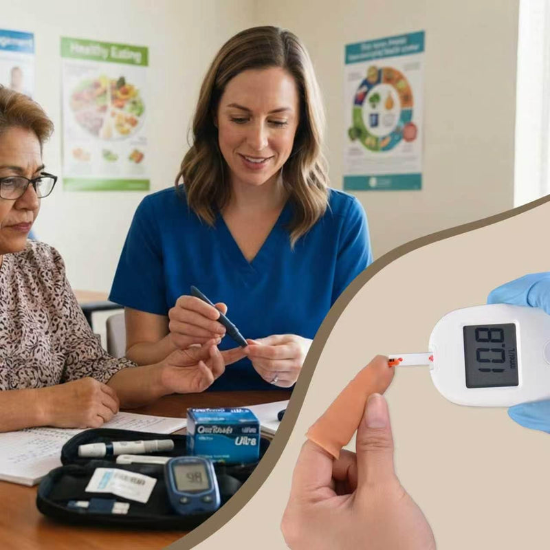 Blood Glucose Test Trainer Kit, Simulated Finger Prick Blood Collection Practice Kit for Medical Training