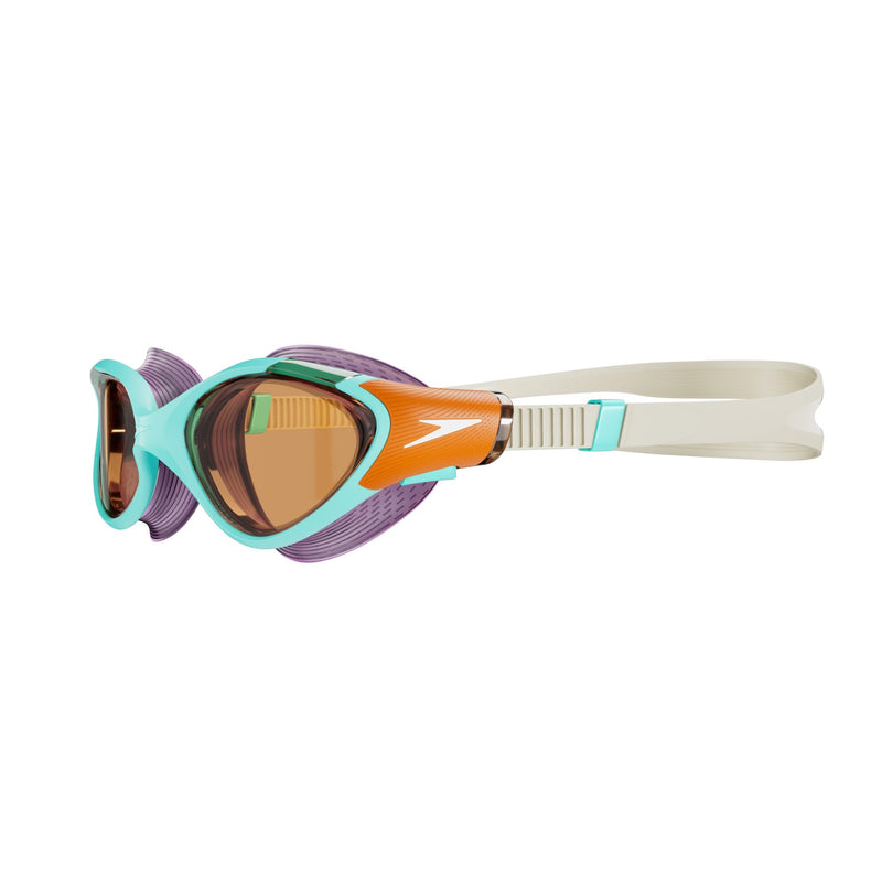Speedo Women's Swim Goggle Biofuse 2.0 Marine Blue/Pumpkin Spice/Pale Tan One Size