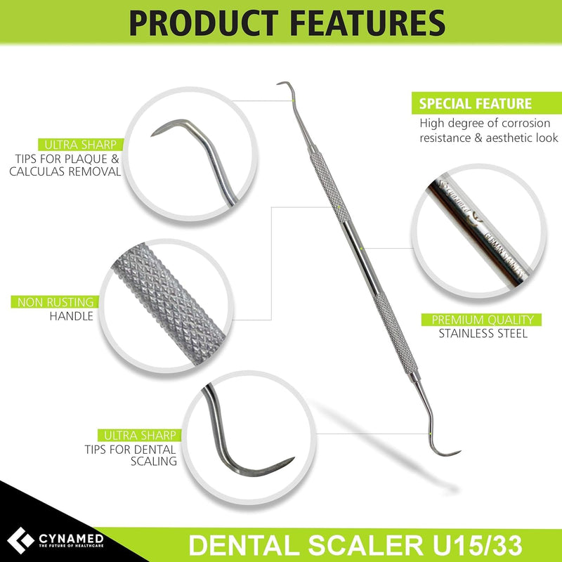 CynaMed Dental Tools Oral Care Kit (5-Pack) – Stainless Steel Dental Pick, Tartar Scraper, Scaler, Tweezers, and Mouth Mirror for Personal & Pet Use Pack of 5