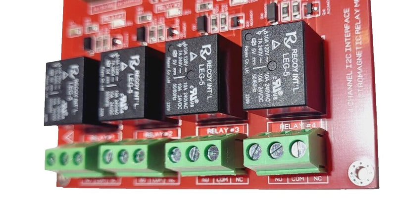 4 Channel I2C Relay Electromagnetic 3.3V 5.0V Compatible with Arduino Raspberry PI MCU DIN Rail Compatible Home Automation & DIY Projects. with Built in LED Indicators