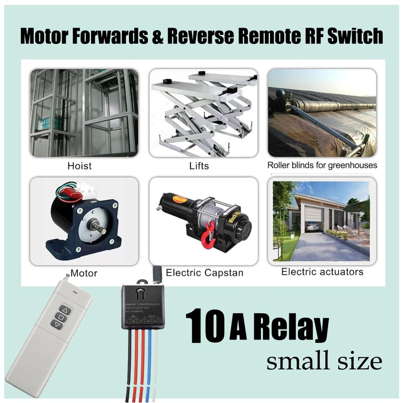 Forward Reverse Remote Switch,DC 5V/12V/24V 10A Relay for Electric Curtains,Linear Actuator with 3000Ft Distance,Wireless Remote Control Switch for Winch Solenoid Relay Contactor DC12V