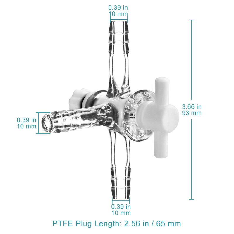 stonylab Vacuum Glass 3-Way Flow Control Adapter with PTFE Valve, Triple Hose Connection, Lab Distillation Tool for Flow Controlled Application, 1 Pack