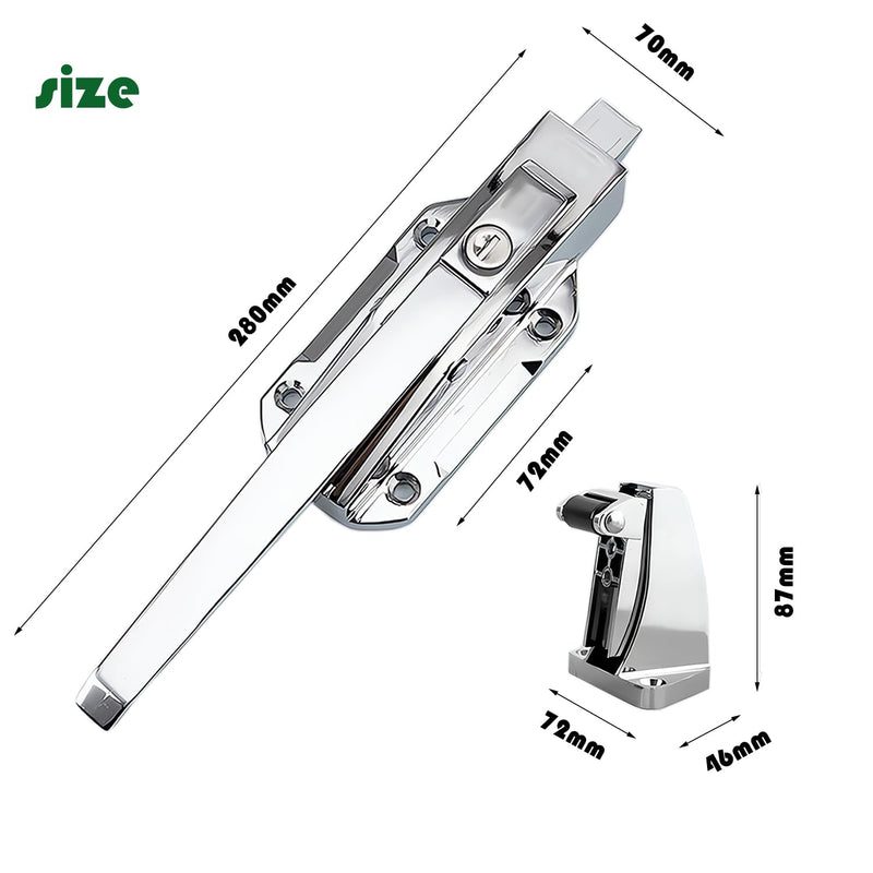 Freezer Door Handle 3.5 Inch Height, Secure Latching Mechanism - Ideal for Walk-in Coolers and Freezers - Includes Emergency Escape Rod and Mounting Hardware Silver 3.5inch
