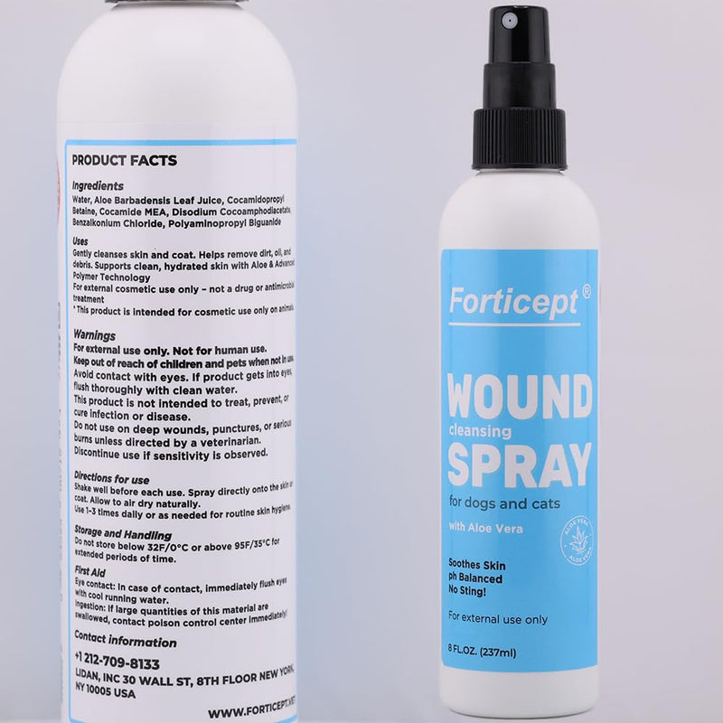 Forticept Hot Spot & Wound Care Kit, Itch Relief Spray for Dogs and Cats 8 oz + Promote Healing Wound Hydrogel 4 oz. + Self-Adhesive Wrap, First Aid for Dogs and Cats