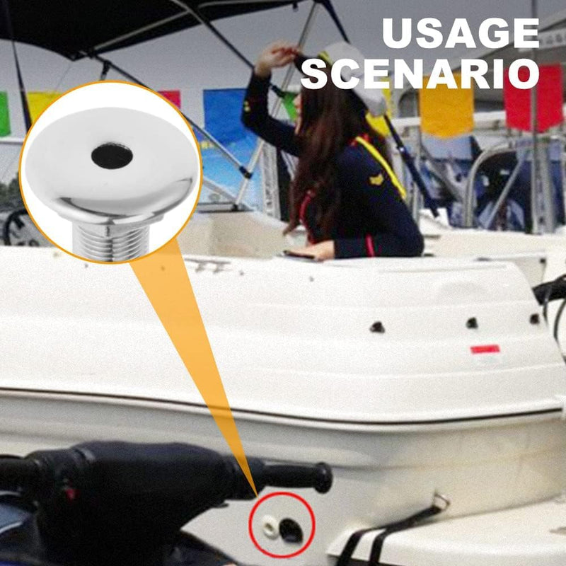 Tissting Thru-Hull Valve Fitting, 1" Boat Thru Hull Marine Straight Thru Hull Fitting 316 Stainless Steel Water Drain Outlet Plumbing Valve Hose Thru Drain Connector for Boat, Yachts(1in) 1in
