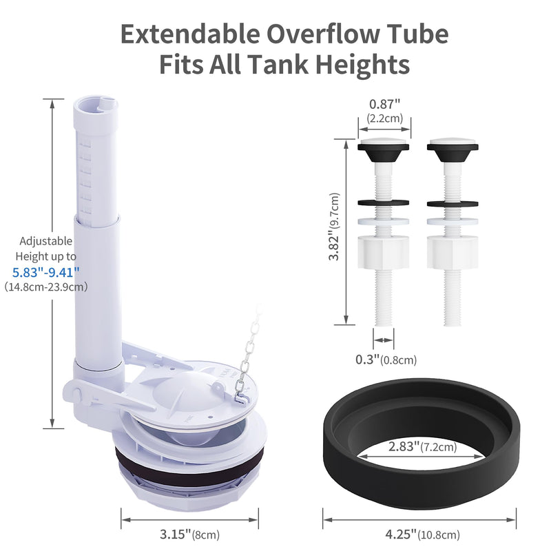 3-Inch Toilet Flush Valve Replacement Kit Includes Gasket and Bolts, High-Capacity 3.5L/S Flow & Anti-Leak Seal, Compatible with American Standard, Fits Most Two Piece Toilets 3 Inch Flush Valve