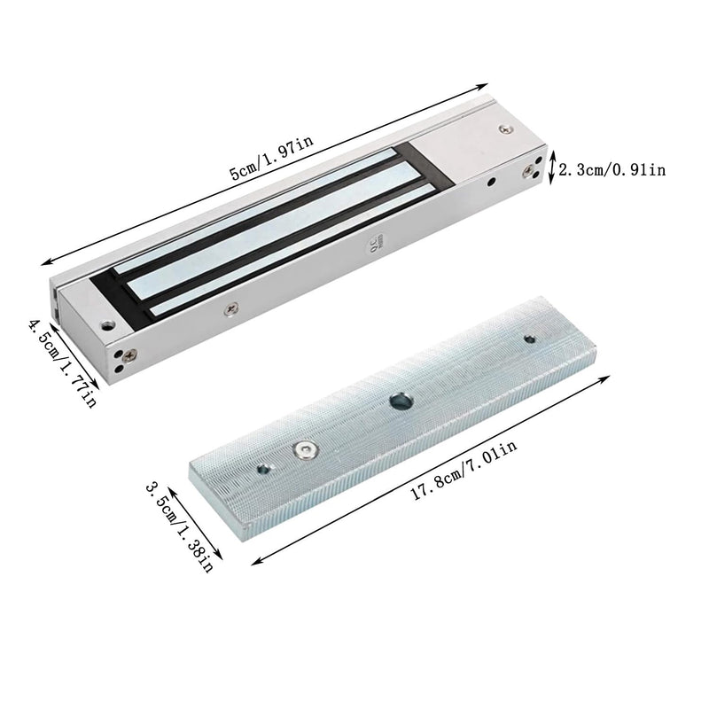 Electric Magnetic Lock 280KG 600LBS Holding Force Electromagnet Lock 12V Fail Safe NC Mode Single Door for Access Control System 280KG/600LBS