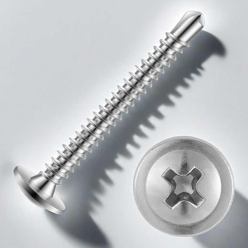 #8 x 1-1/2" Sheet Metal Screws 150PCS 410 Stainless Steel Truss Head Fast Self Tapping Screws #8 x 1-1/2" Silver Truss Head