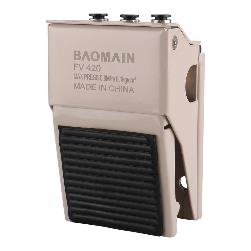 Baomain 1/4 PT Pneumatic Foot Pedal Valve FV-420 4 Way 2 Position Threaded Rubber Nonslip Pressure Control with 6mm Fittings