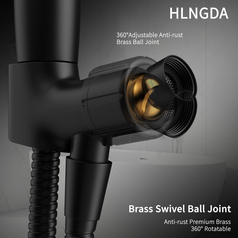 High Pressure Rain Handheld Shower Head Set,Anti-clog Nozzles with Handheld Spray Combo,Fixed Showerhead 6-Mode,59 Inch Hose Bracket Teflon Tape Rubber Washers,Matte Black(MLJ-SC001SGN-2YHS) MLJ-SC001SGN-2YHS