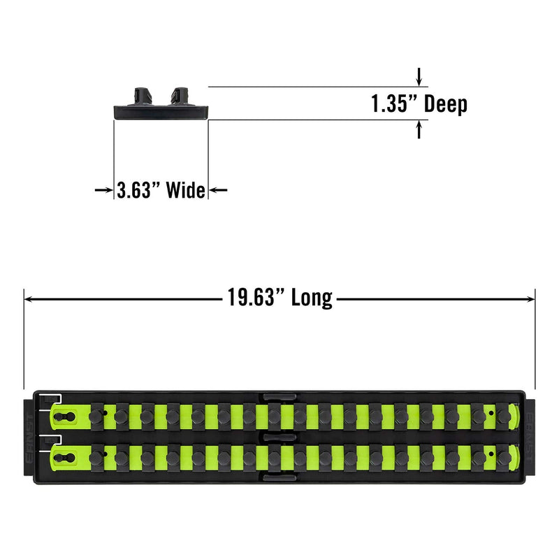 Ernst Manufacturing 8463HV Socket Boss, Premium 2-Rail, 1/2-Inch-Drive Socket Organizer, 18-Inch, High-Visibility 19-INCH 1/2" Hi-viz
