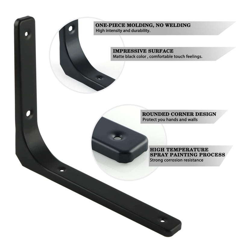 SAYAYO 4 PCS Iron Wall Shelf Bracket, 4 x 4 Inch Heavy Duty Shelf Support Bracket Decorative Joint Angle Bracket, Matte Black 4 x 4 Inch (4 PCS)
