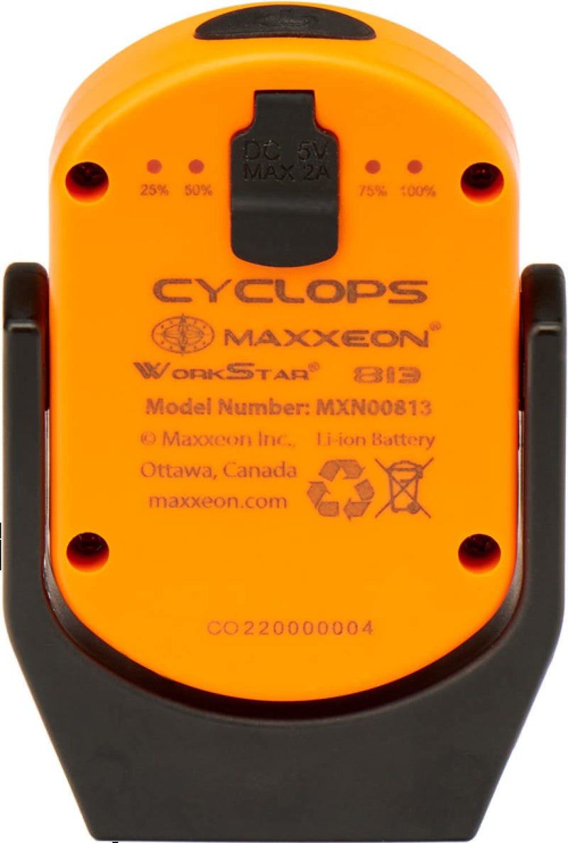 MAXXEON Cyclops MXN00813, USB-C Rechargeable LED Work Light, Hi-Viz Orange, 720 Lumens