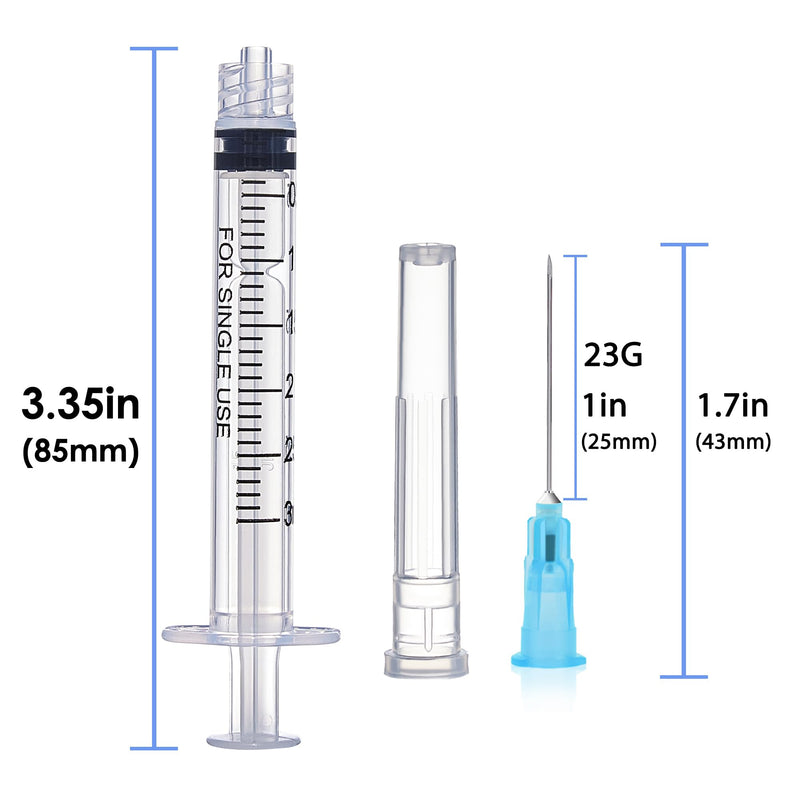 3ml Luer Lock Syringes with 23G, 1.0-inch Needle - Individually Sealed for Safe and Efficient Use (25Pack-3ml 23Ga 1inch) 25Pack-3ml 23Ga 1inch