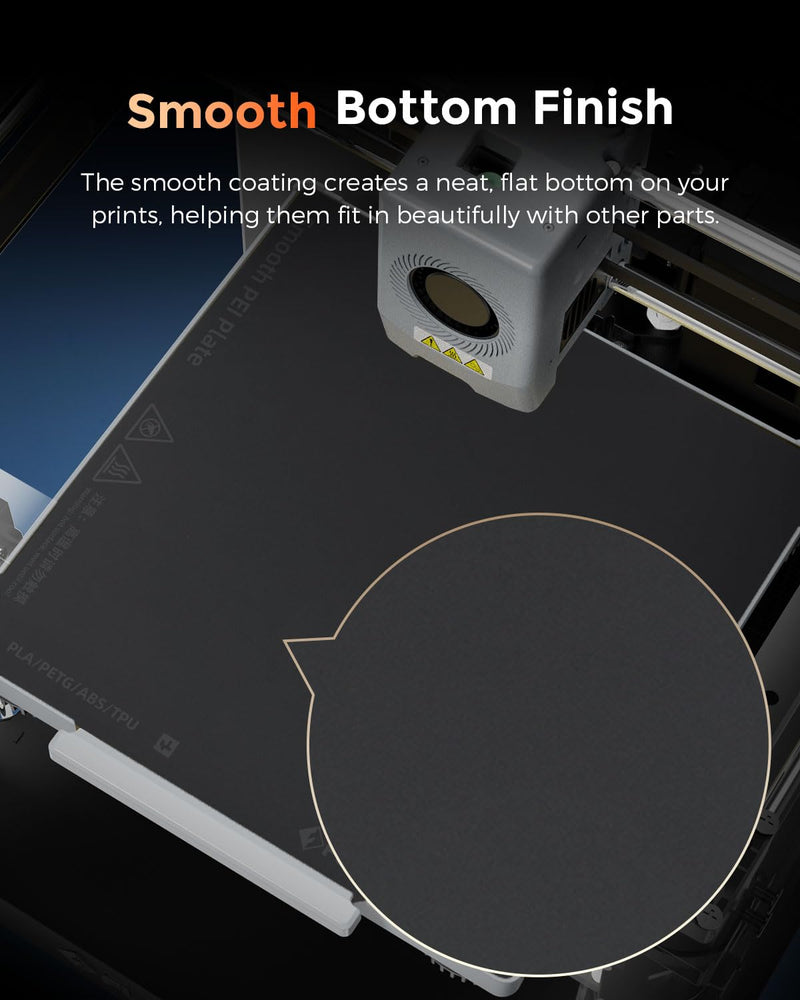 FLASHFORGE AD5X 3D Printer Platform Upgrade Smooth PEI Plate, Superior Adhesion and Glue-Free Print Materials, Automatic Release on Cooling and Smooth Surface Finish