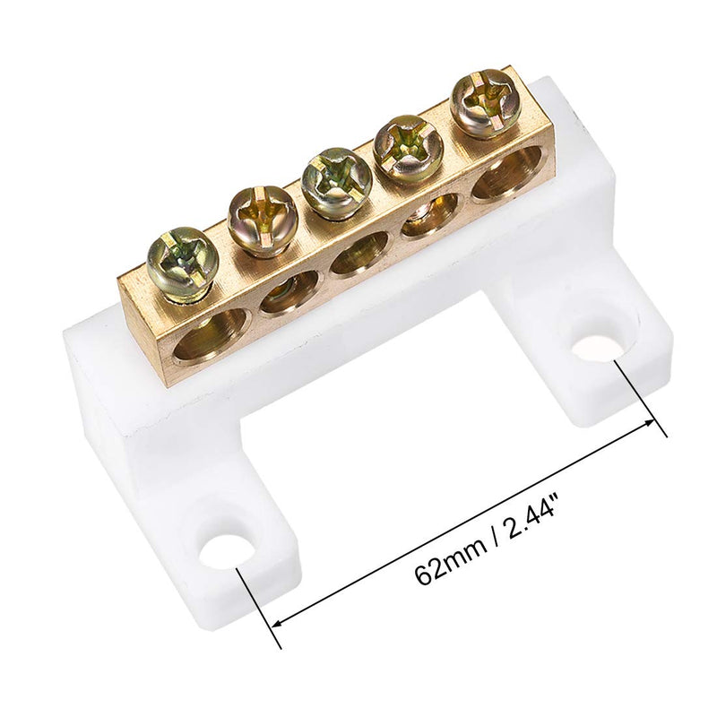 uxcell Copper Screw Terminal Block Connector Bar 100A Double Row Bridge Shape Ground Wire 5 Positions 3 Pcs
