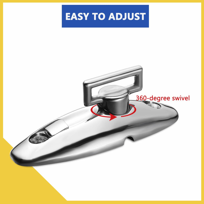 Boat Bimini Top Swivel Deck Hinge for Straps, 360 Degree Swivel Quick Release Boat Fender Hanger 316 Stainless Steel, 3.62-inch Length, Include Screws (Pack of 2) 3.62-inch(92 mm)