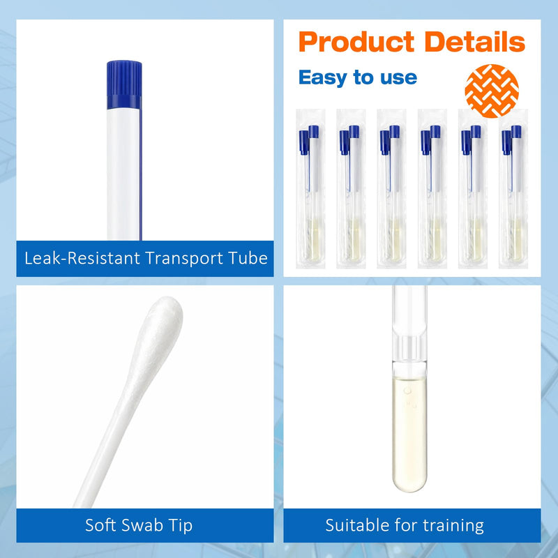 TrelaCo 50 Pcs Transport Swab with Preservation Gel, Plastic Shaft with Rayon Tip for Sample Collection and Recovery