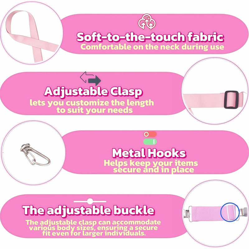 2Pack Shower Lanyard for Mastectomy Drain Holder, Adjustable Mastectomy Recovery Supplies & Post Tummy Tuck Surgical Drain Holder (Pink) Pink