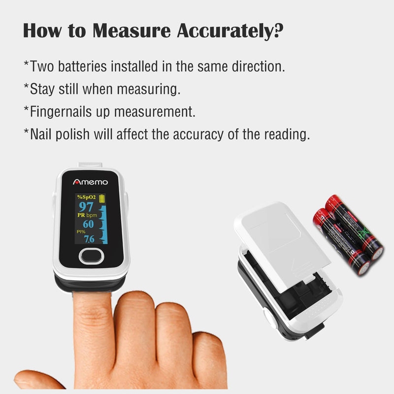 Pulse Oximeter,OLED Display Oxygen Monitor Fingertip,Blood Oxygen Saturation Monitor(SpO2) with Carrying Case,Silicone Cover White