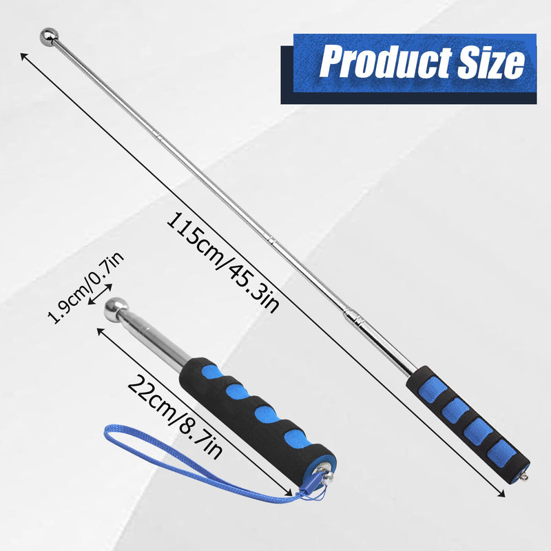 Litoexpe 115cm Hollowing Drum Hammer Sound Detection Folding Stick, Thickened Telescopic Rod for House Decoration Inspection (Blue) Blue