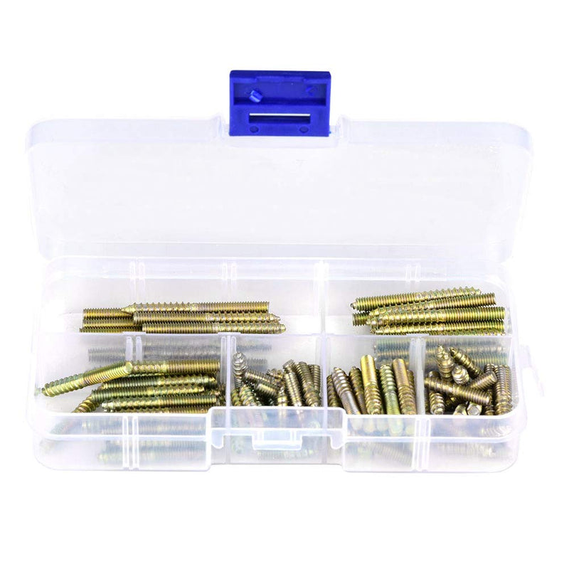 M4 Hanger Bolts, 110pcs 16/20/25/30/35/40mm Double Headed Bolts Wood Dowel Screw Self-Tapping Screw 4mm Hanger Bolts for Wood Joint Furniture Legs