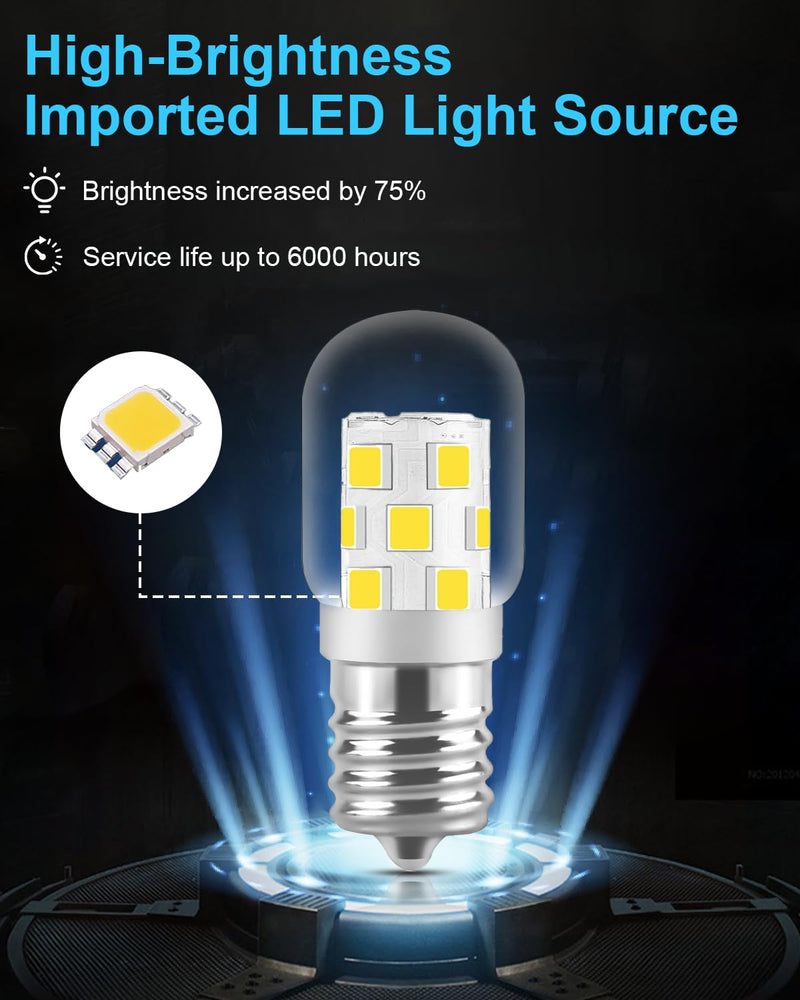 LED Microwave Light Bulb Under Hood 40W Equivalent-125V E17 Base for Whirlpool Microwave Light Bulb - 3W 400LM Dimmable Range Hood T7 Appliance Oven Light Bulbs, 2 Packs (2700K Warm White) 2700k Warm White