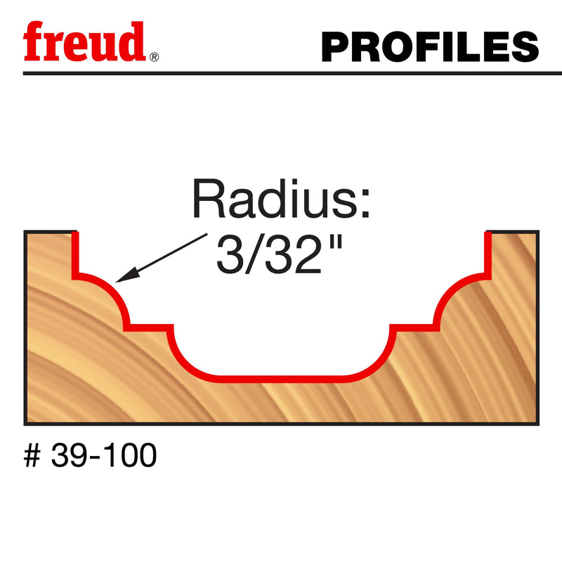 Freud 39-100: 3/32" Radius Cove & Bead Groove Bit with 1/4" Shank
