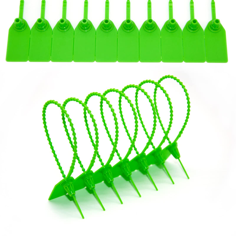 100 Pcs Fire Extinguisher Tags,Security Retail Anti-Theft Self-Locking Shoe Tag,Anti-Tamper Disposable Plastic Seals 250mm Length (Green) Green