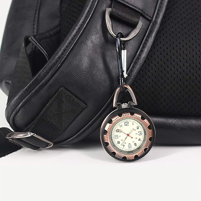 JEWELRYWE Nurse Watch, Luminous Dial, Watch Key Chain, Nasukan, Simple, Backpack, Bag, Pocket, School Bag, Pocket Watch, red - NewNest Australia