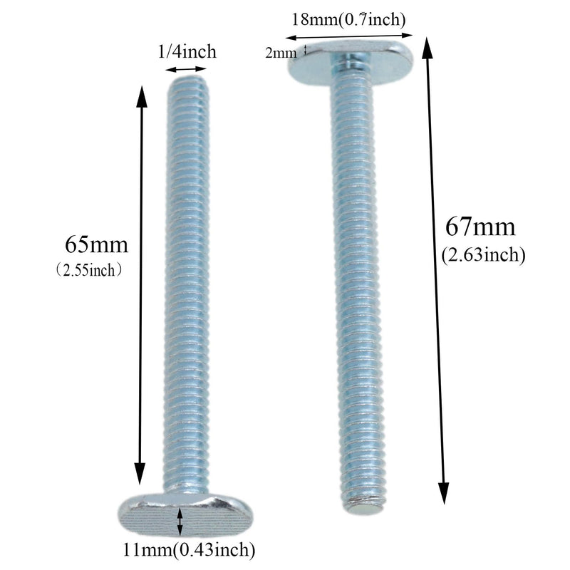 T Slot Bolts 1/4 "-20T Track Bolts T Bolt T-Slot Hardware T-Track Fittings for Woodworking fixtures and fixtures 10PCS