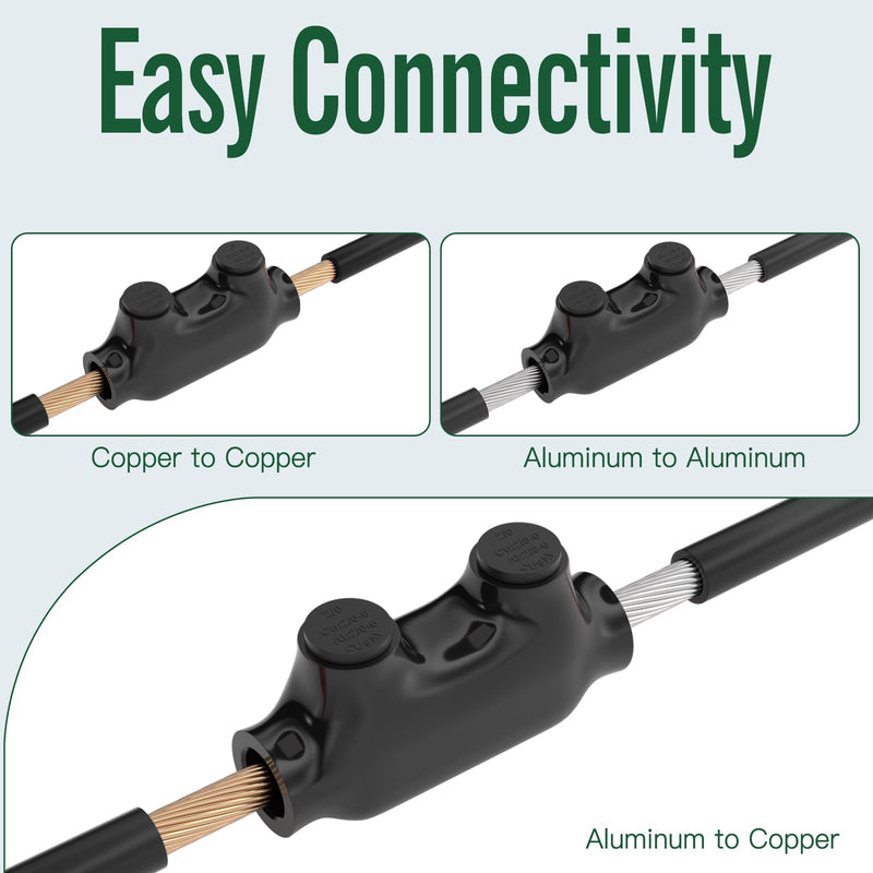 5PCS 2Port Insulated Inline Splice Connector 2/0-6 AWG, Electrical Splice Connector, Black Vinyl Coated, Dual-Rated for Copper and Aluminum Wires 5PCS 2/0-6 AWG