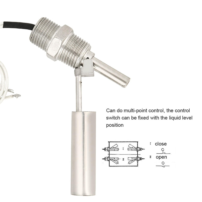 Water Level Sensor, DC0-110V Bilge Pump Float Switch, Side Mounted Liquid Level Sensor, 1/2NPT Male Thread Float Switch, for Water Tank Fuel