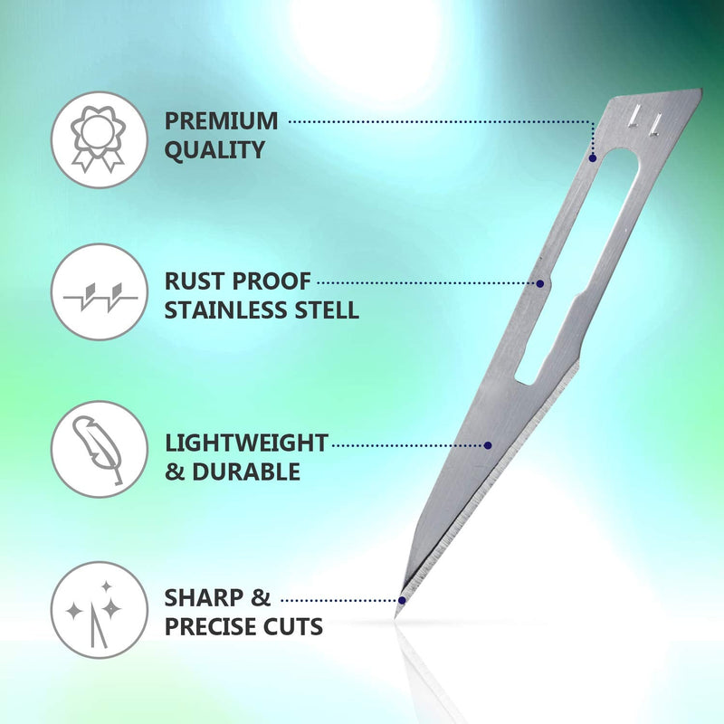 15 Pack Scalpel Blades #11 and Scalpel Handle #3 Stainless Steel, Size 11 Scalpel Blades with Scalpel Handle, High Carbon Steel Dermablade 11 Blades and Handle