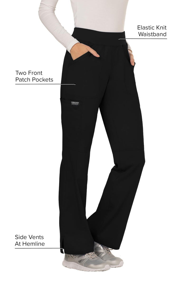 Workwear Revolution Pull-On Cargo Scrub Pants for Women, Soft Stretch, WW110 Medium Black