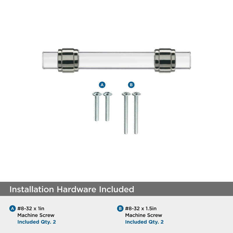 Amerock | Cabinet Pull | Clear/Gunmetal | 3 inch (76 mm) Center to Center | Glacio | 1 Pack | Drawer Pull | Drawer Handle | Cabinet Hardware 3 in (76 mm) Center-to-Center