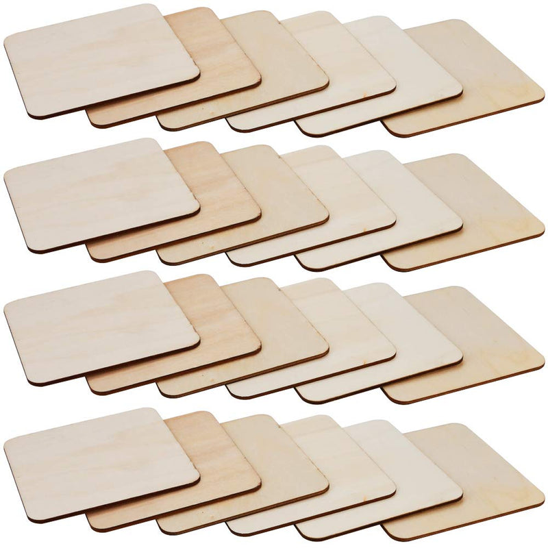 40Pcs Unfinished Laser Engraving Carving Blank Wood Pieces for Painting, Coasters, DIY Arts Craft Project, Staining and Decorations