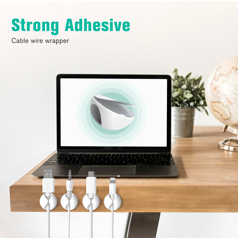 12 Pack Cable Clips, Znben Wire Organizer Holder Adhesive Cord Management Charger Wire Holder Clips for Desk, Home, Office, Car, Cubicle, Nightstand White Small