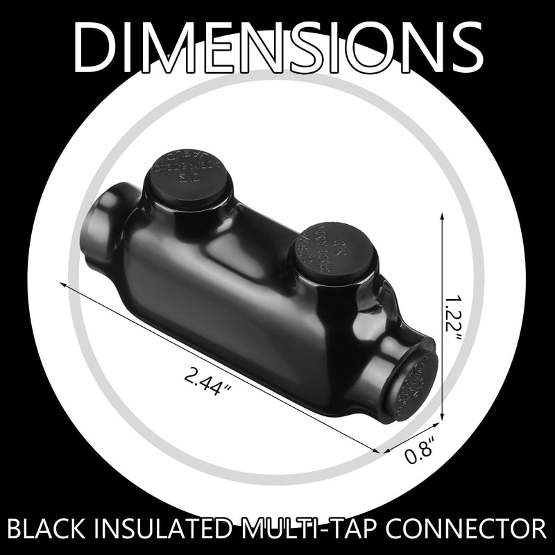 5 Pcs Insulated Wire Connectors Black Splice Connector 2 Ports Multi Cable Soldering Lugs Double Side Entry Cable Splicers with Oxide Inhibitor (2/0-6 Wire Range) 2/0-6 Wire Range 5