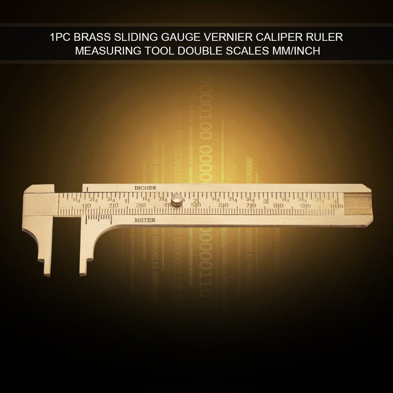 Brass Mini Vernier Caliper Sliding Gauge Vernier Caliper Double Scales mm/inch Ruler Measuring Tool for Jewellery Measurement 80mm/100mm (Double scale 100mm) Double scale 100mm